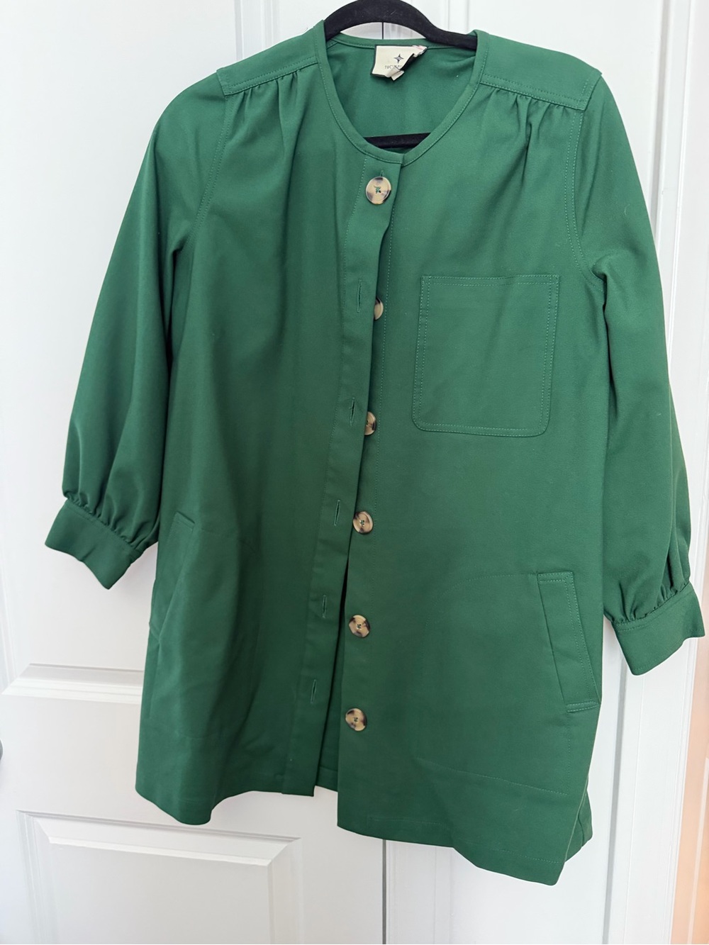 Tuckernuck Emerald Green Button-Front Long Sleeve Dress